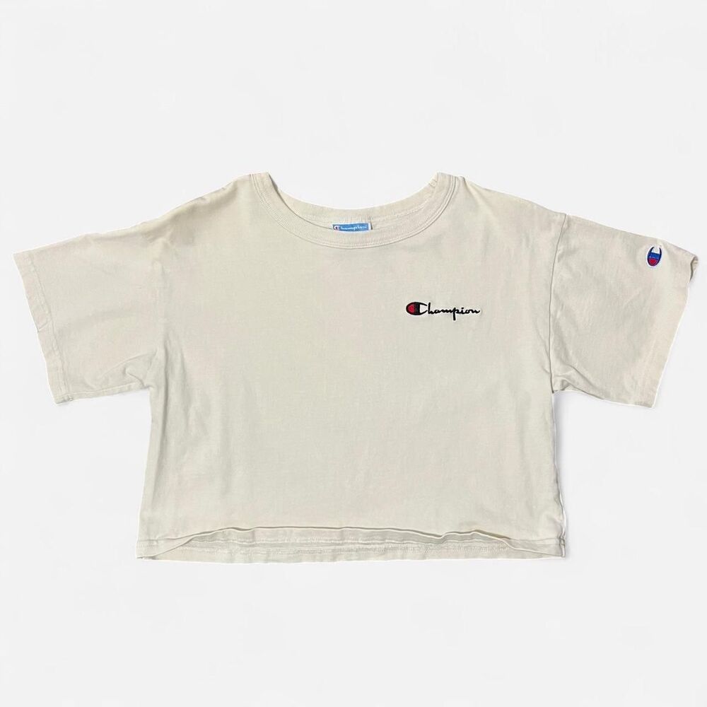 Champion cream cropped tee
